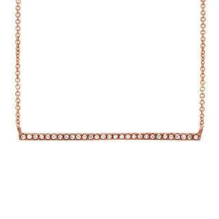 0.08ct 14k Rose Gold Diamond Bar Necklace