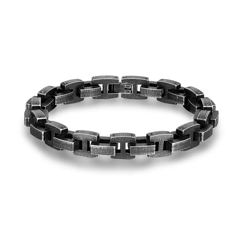 10mm Wide Men Stainless Steel Vintage Black Bicycle Chain Bracelet