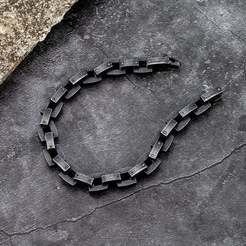 10mm Wide Men Stainless Steel Vintage Black Bicycle Chain Bracelet