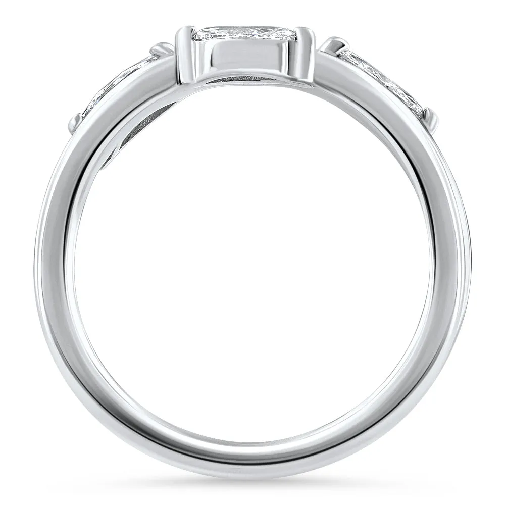 1/2Ct Marquise Diamond Contour Wedding Guard Ring Womens Band 14k Gold Lab Grown