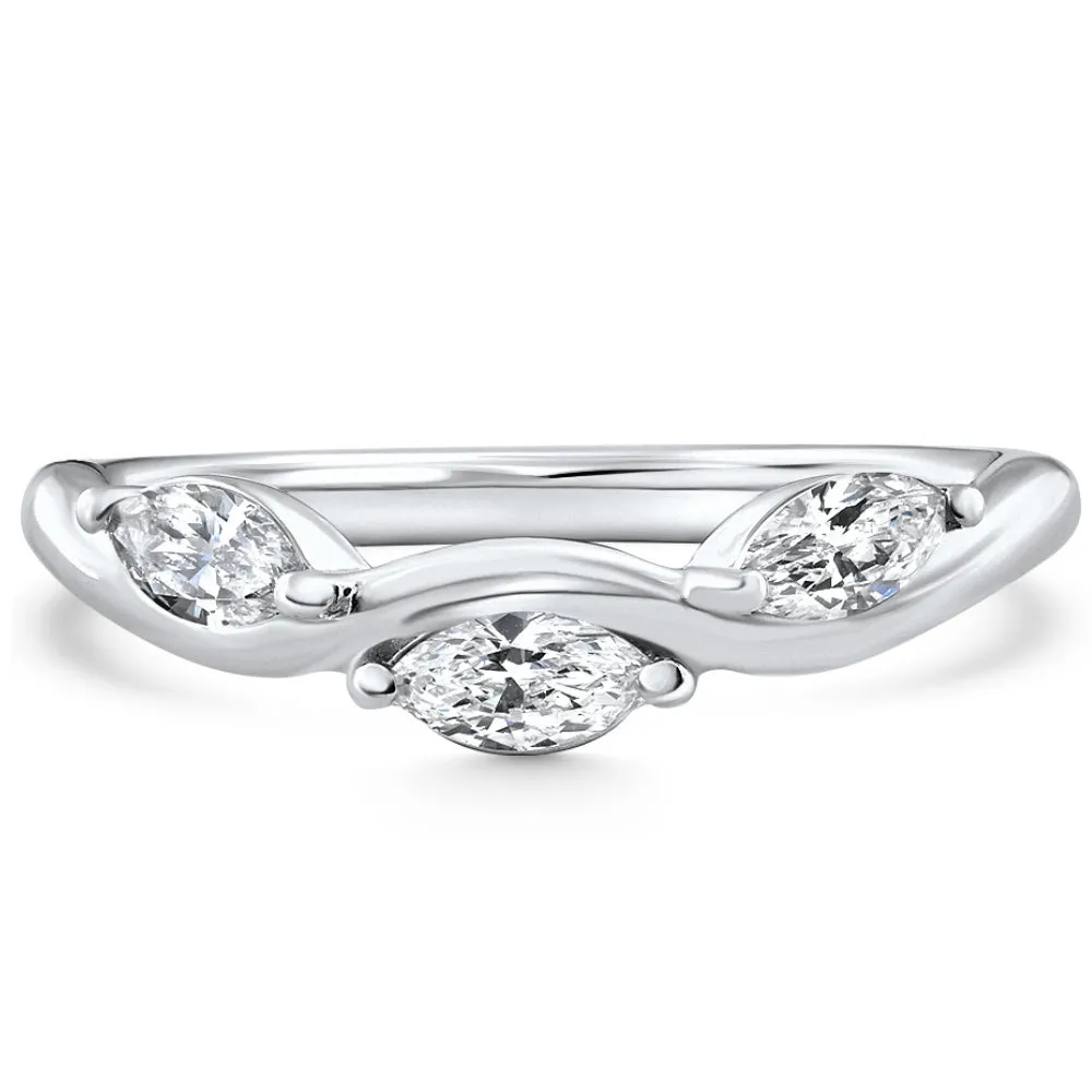 1/2Ct Marquise Diamond Contour Wedding Guard Ring Womens Band 14k Gold Lab Grown