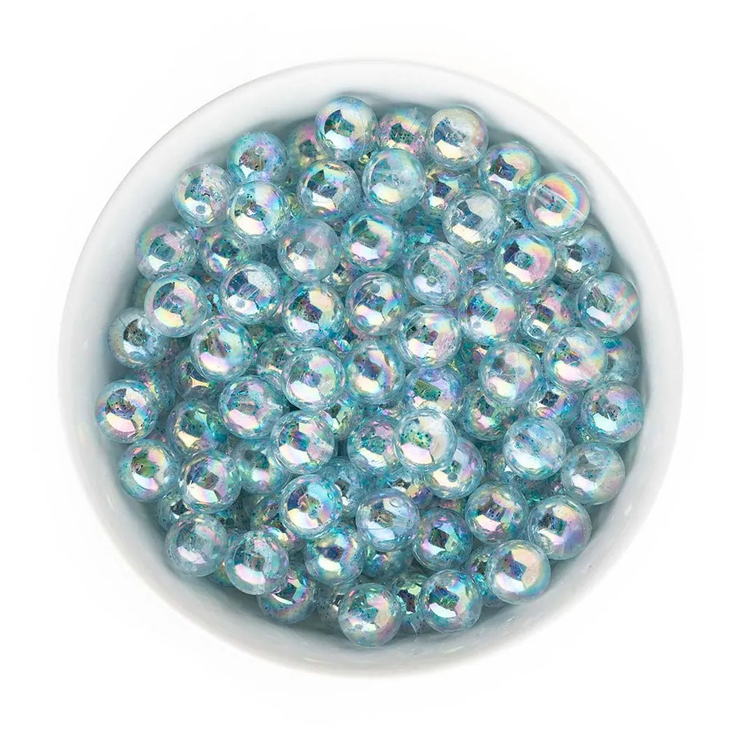 12mm Clear Glitter Acrylic Round Beads