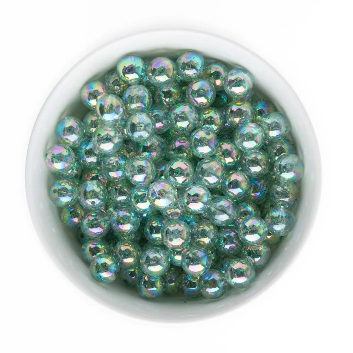 12mm Clear Glitter Acrylic Round Beads