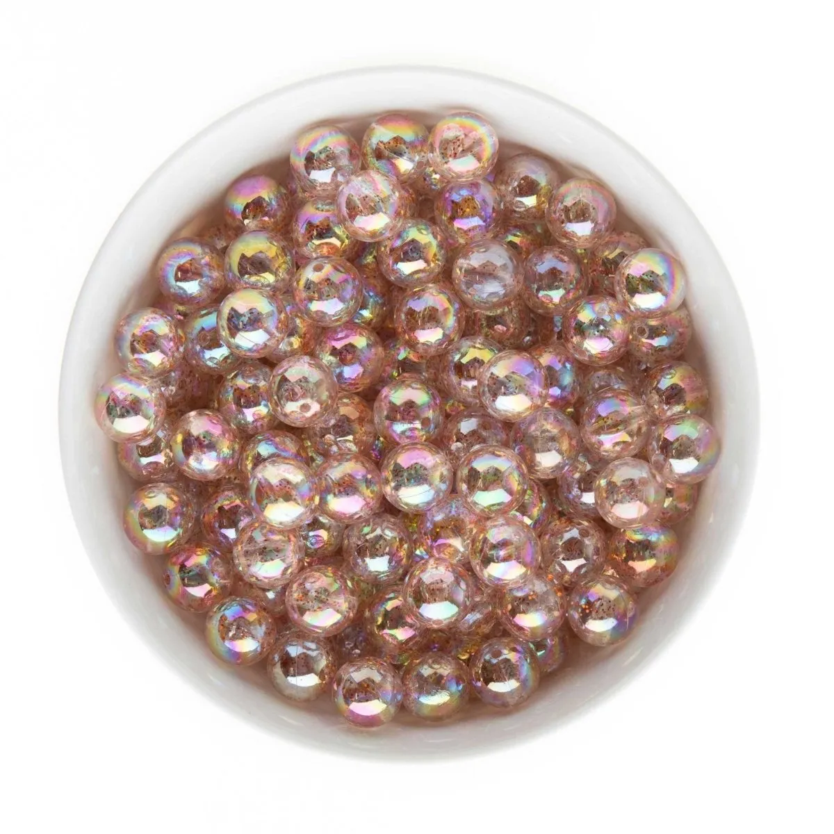 12mm Clear Glitter Acrylic Round Beads