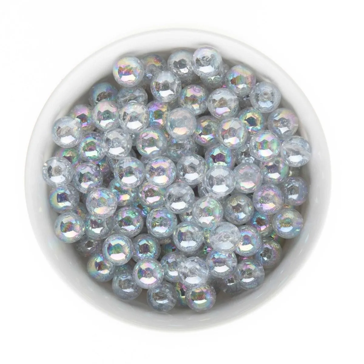 12mm Clear Glitter Acrylic Round Beads