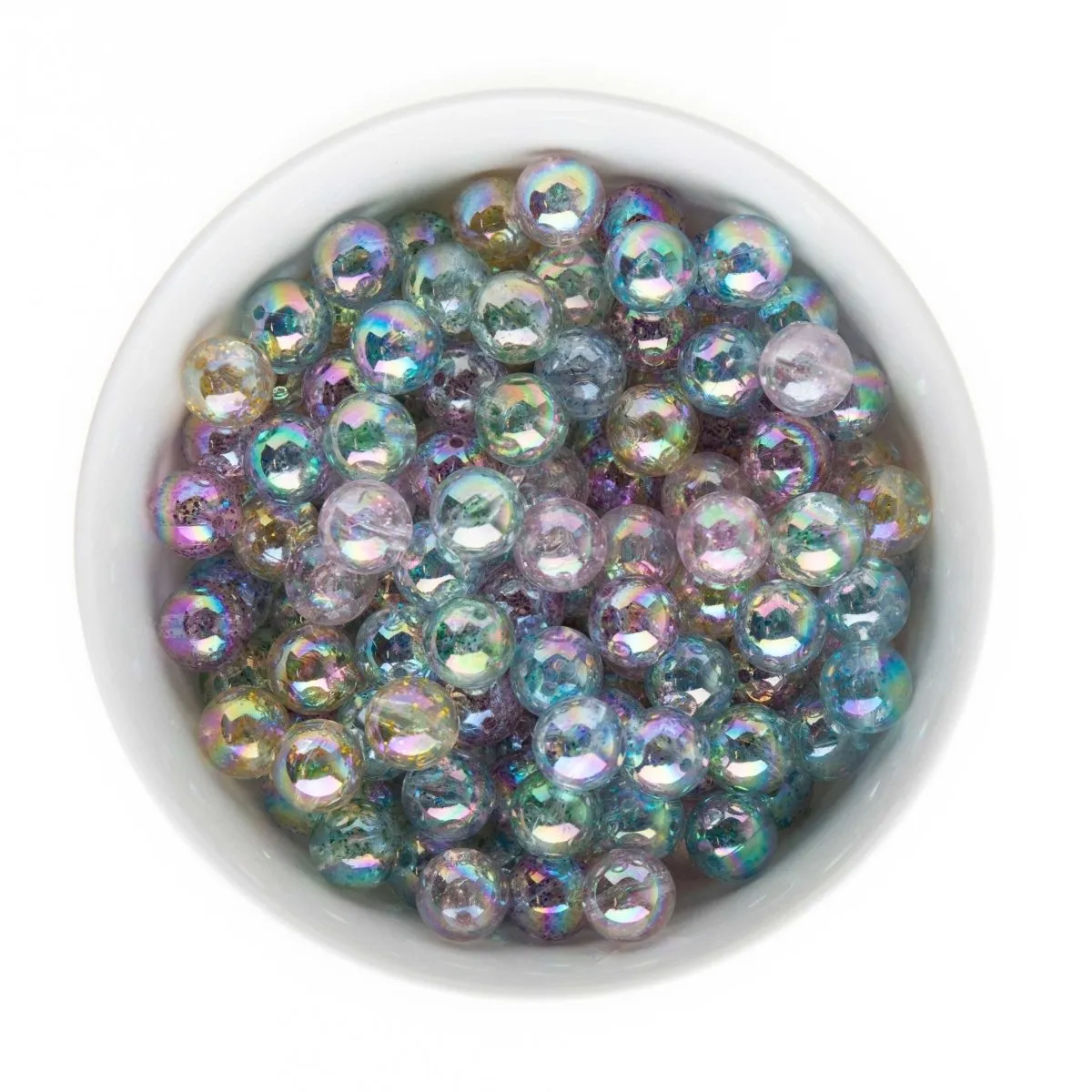 12mm Clear Glitter Acrylic Round Beads