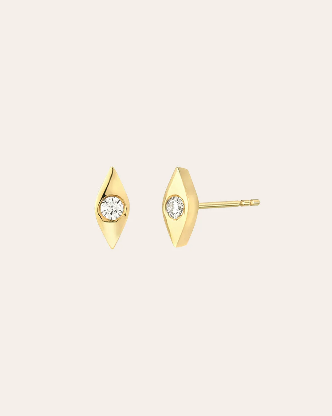 14k Gold Diamond Evil Eye Stud Earrings