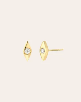 14k Gold Diamond Evil Eye Stud Earrings