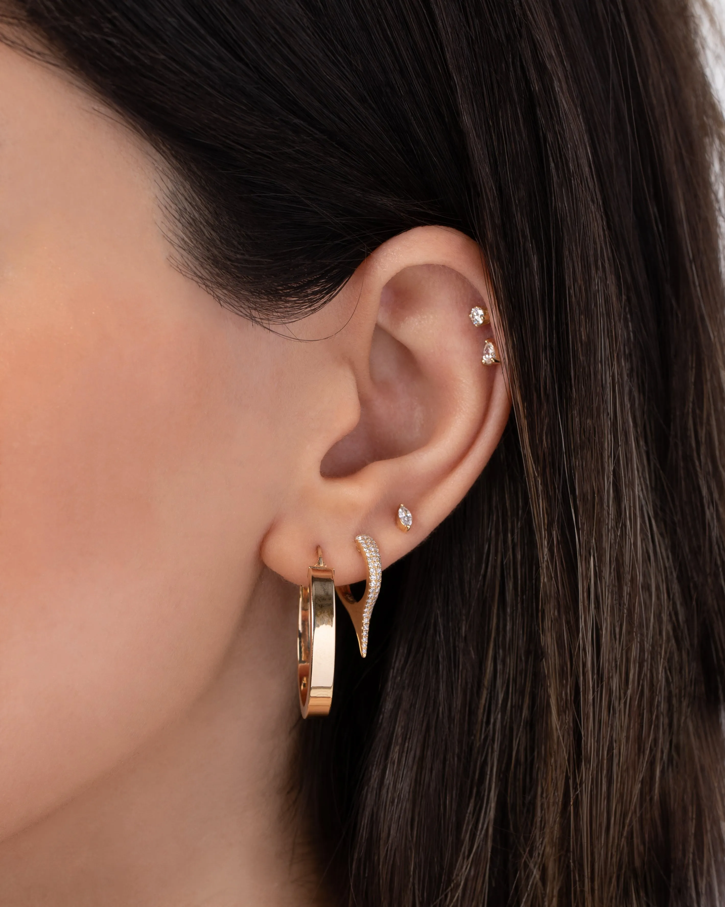 14k Gold Large Flat Hoop Earrings