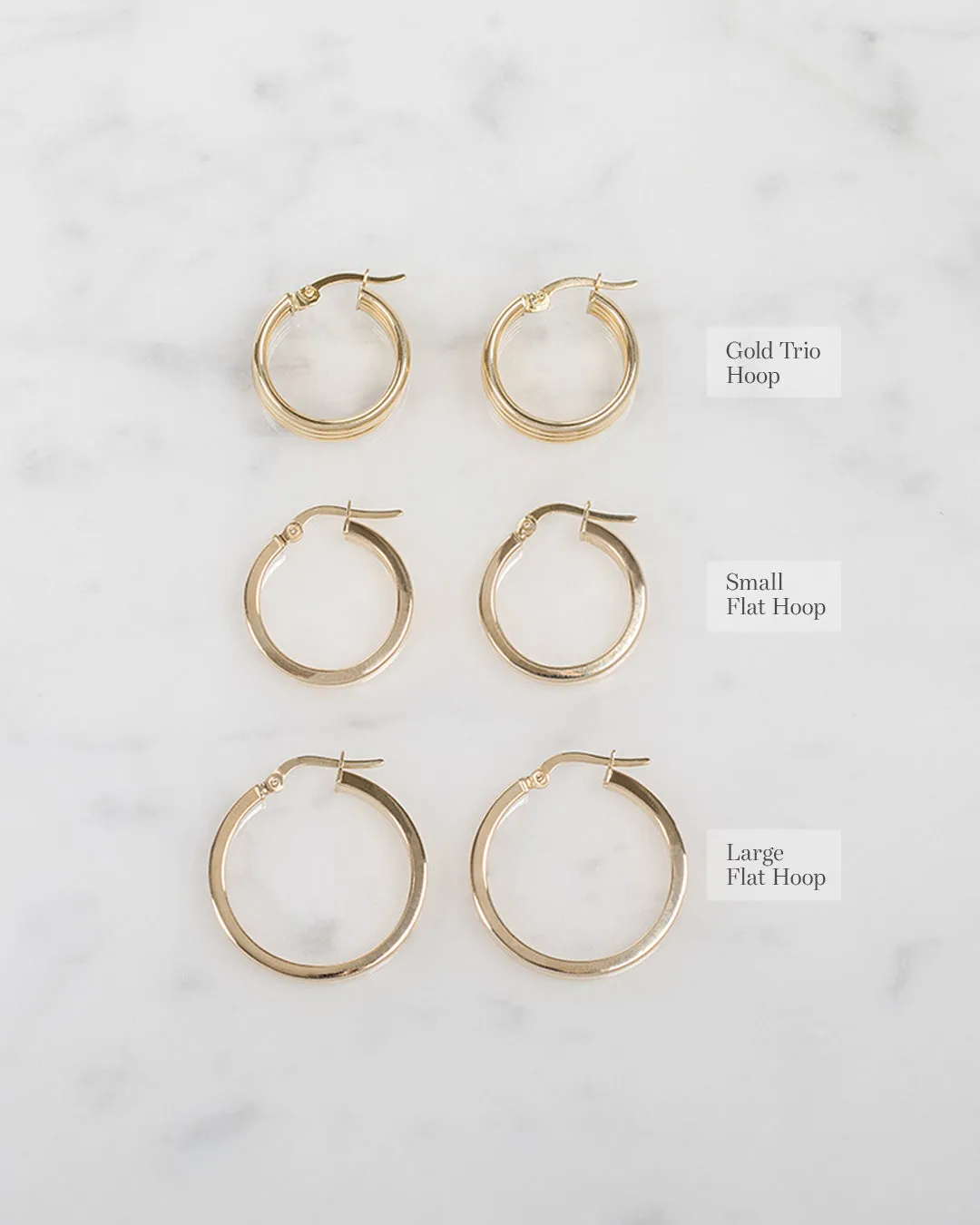 14k Gold Large Flat Hoop Earrings