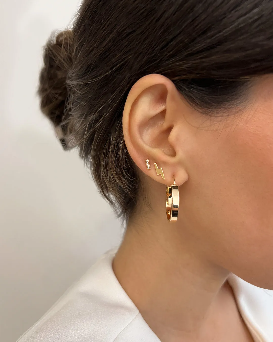 14k Gold Large Flat Hoop Earrings