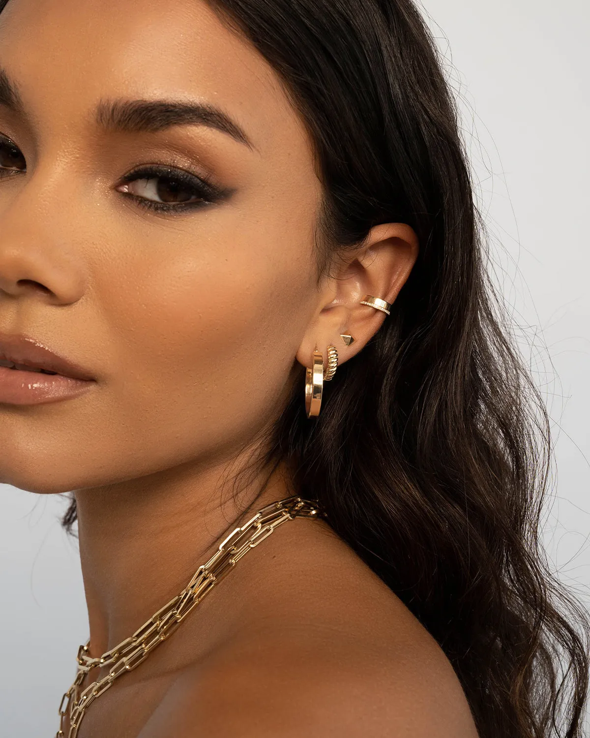 14k Gold Large Flat Hoop Earrings