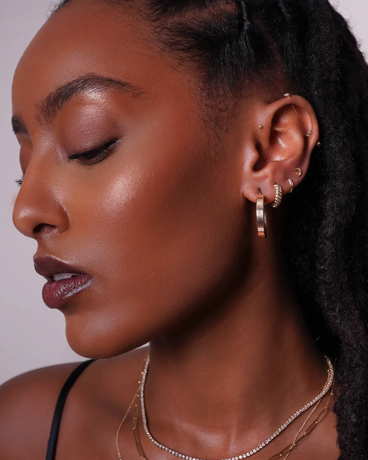 14k Gold Large Flat Hoop Earrings