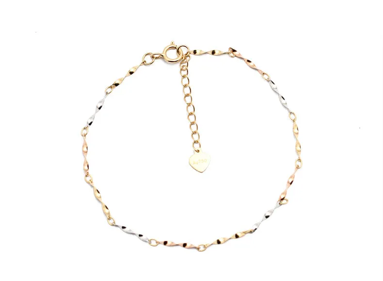 18K gold color gold bracelet rose white gold water ripple twisted piece bracelet girlfriend au750
