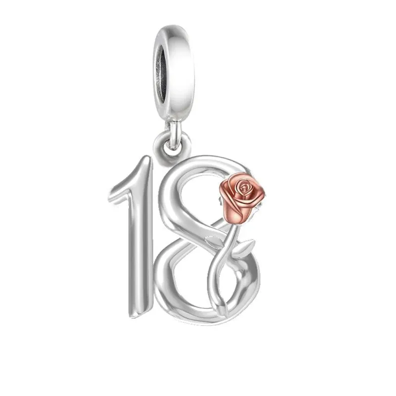 18th Birthday Rose Gold Dangle Charm