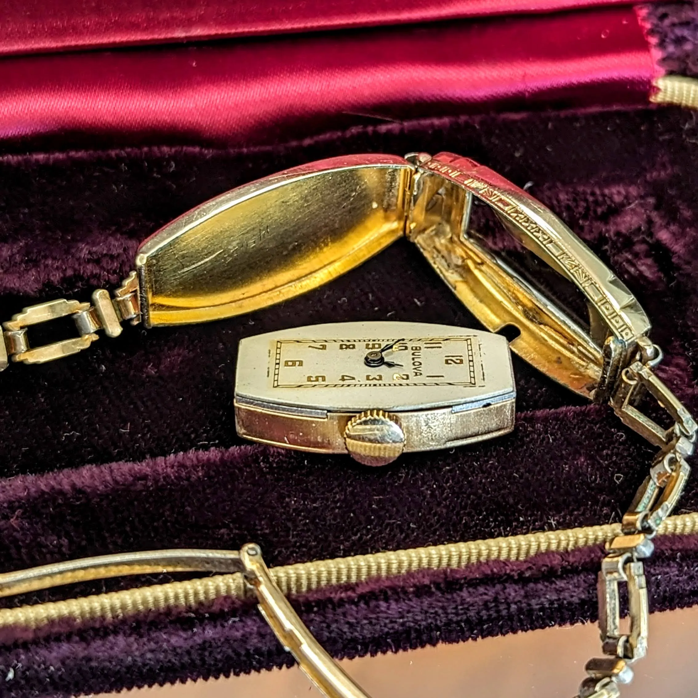 1935 BULOVA Carolyn Art Deco Ladies Watch 10K GF Original Bracelet Vintage Wristwatch