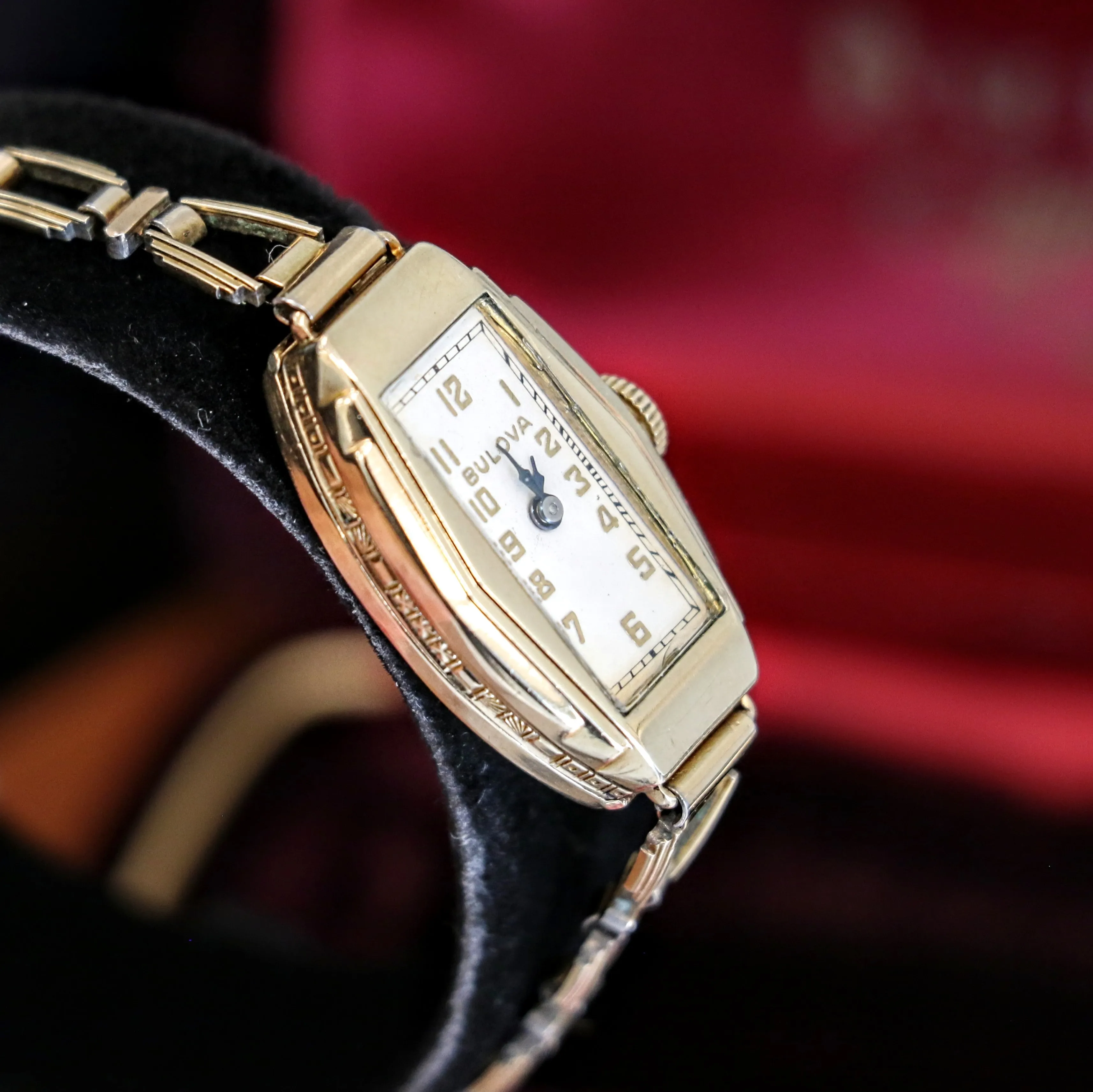 1935 BULOVA Carolyn Art Deco Ladies Watch 10K GF Original Bracelet Vintage Wristwatch