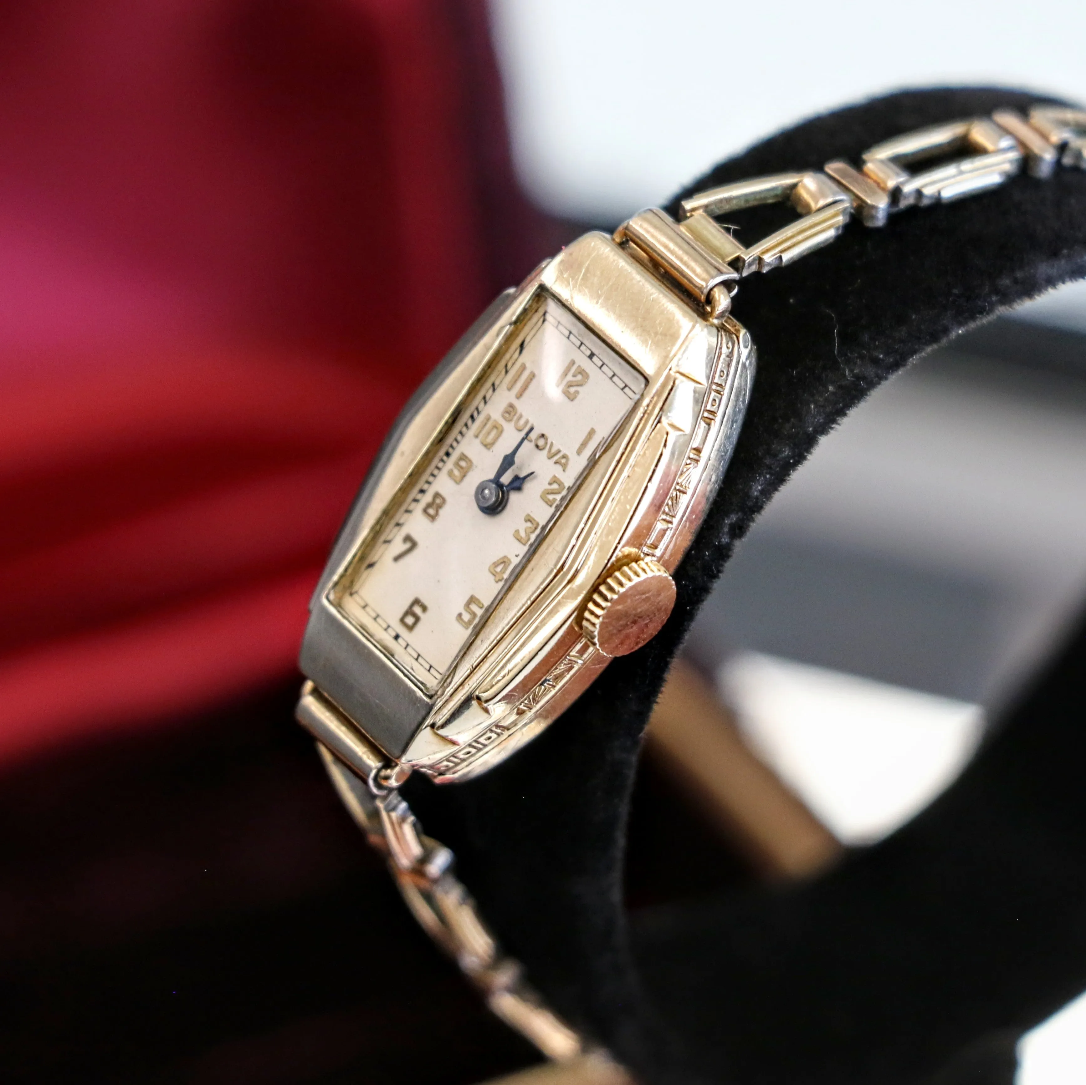 1935 BULOVA Carolyn Art Deco Ladies Watch 10K GF Original Bracelet Vintage Wristwatch