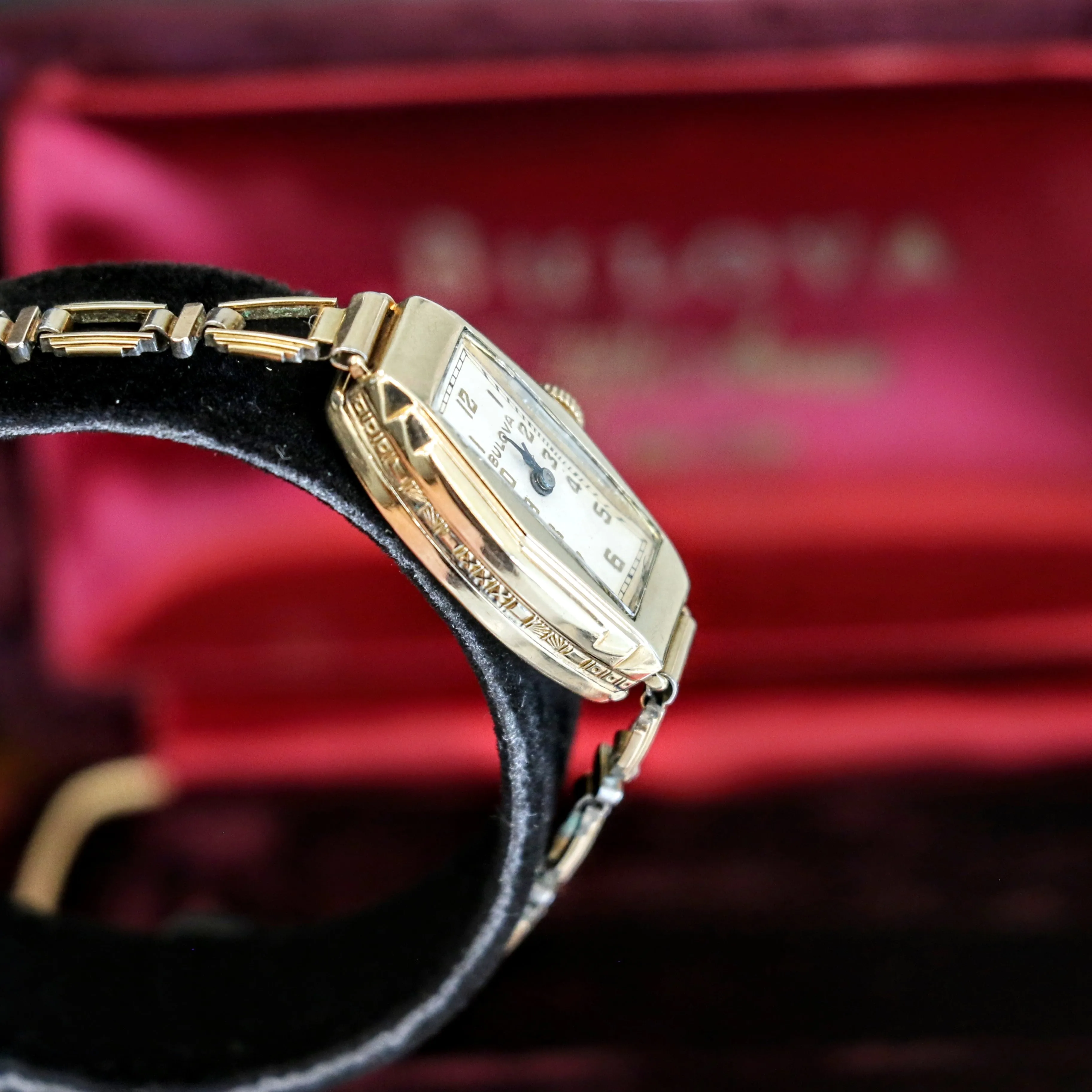 1935 BULOVA Carolyn Art Deco Ladies Watch 10K GF Original Bracelet Vintage Wristwatch