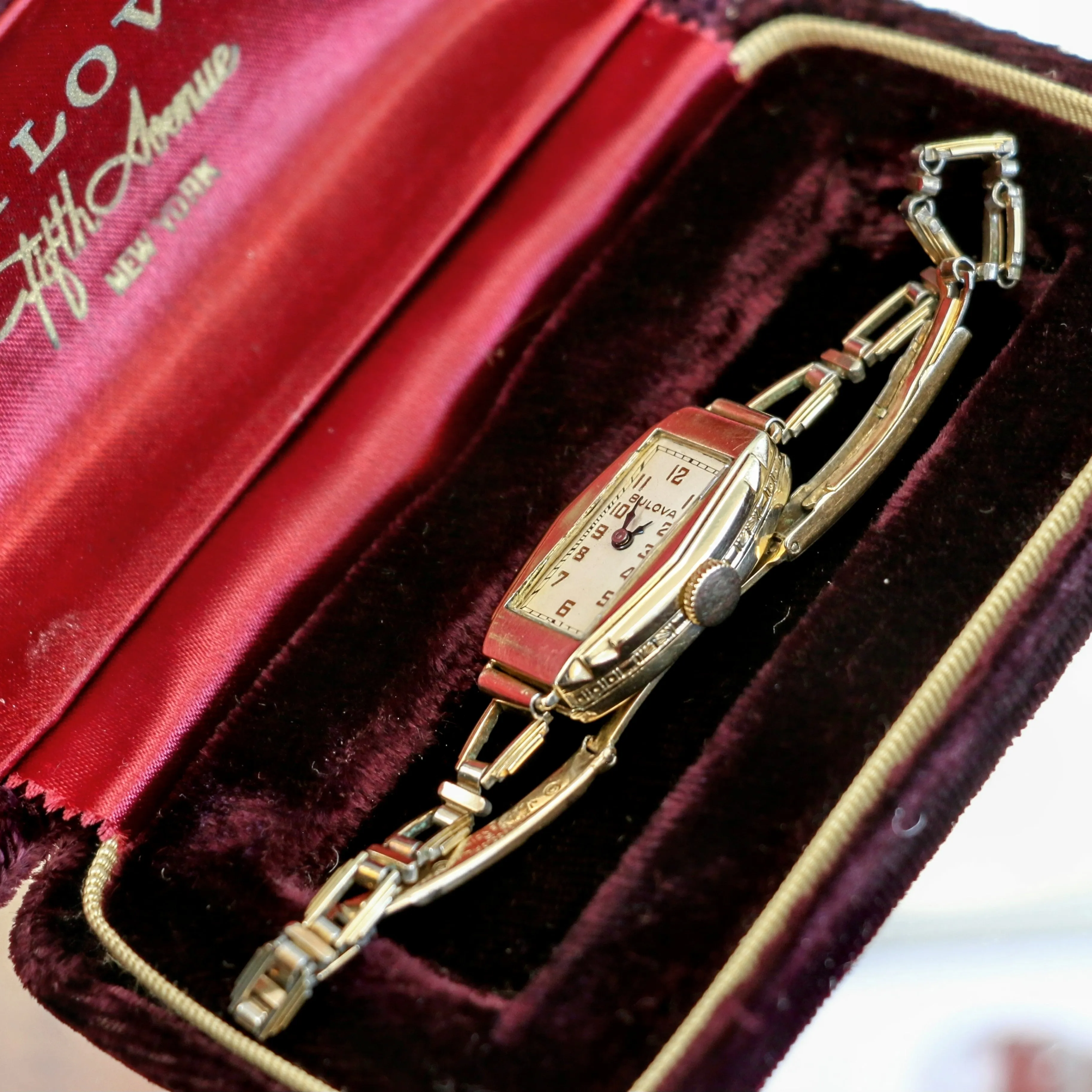 1935 BULOVA Carolyn Art Deco Ladies Watch 10K GF Original Bracelet Vintage Wristwatch