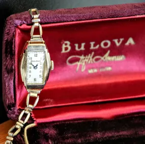 1935 BULOVA Carolyn Art Deco Ladies Watch 10K GF Original Bracelet Vintage Wristwatch