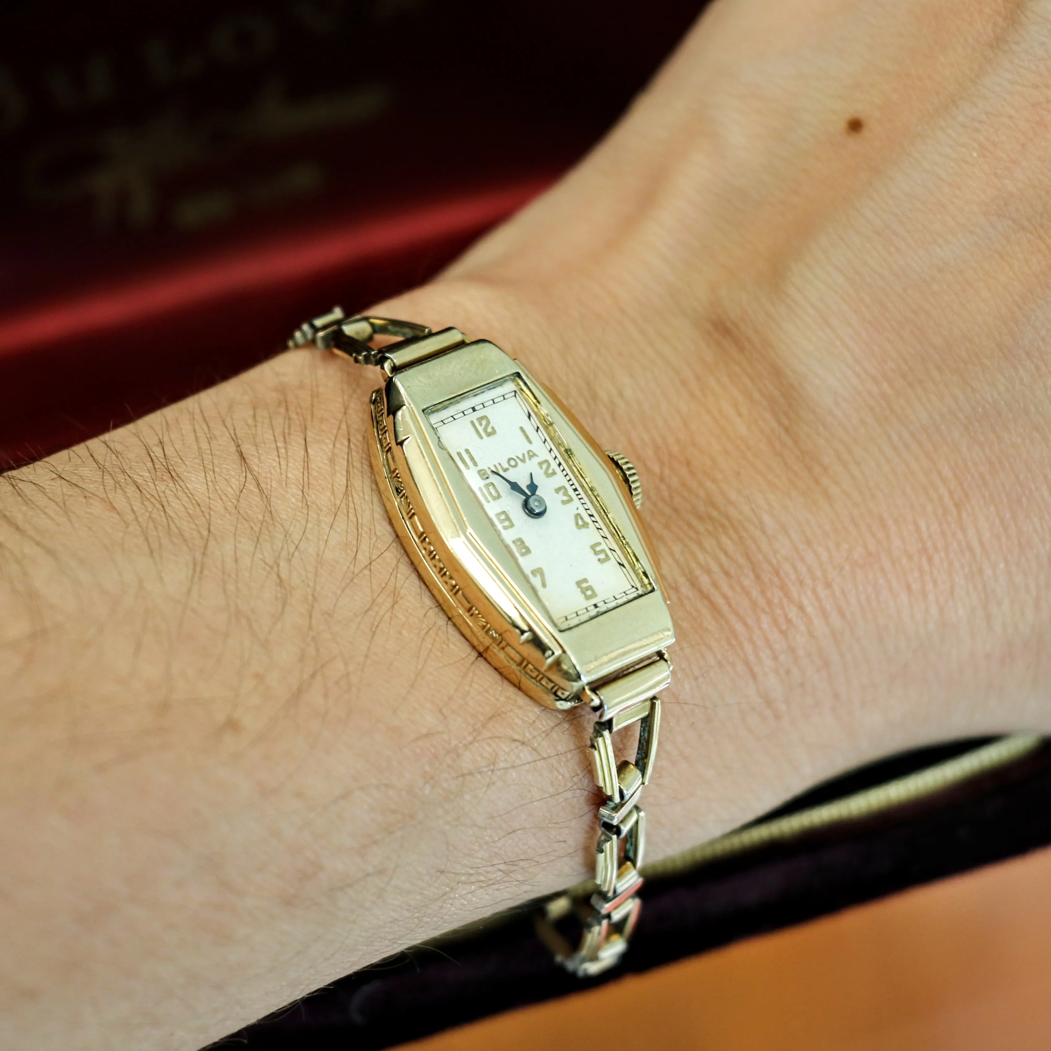 1935 BULOVA Carolyn Art Deco Ladies Watch 10K GF Original Bracelet Vintage Wristwatch