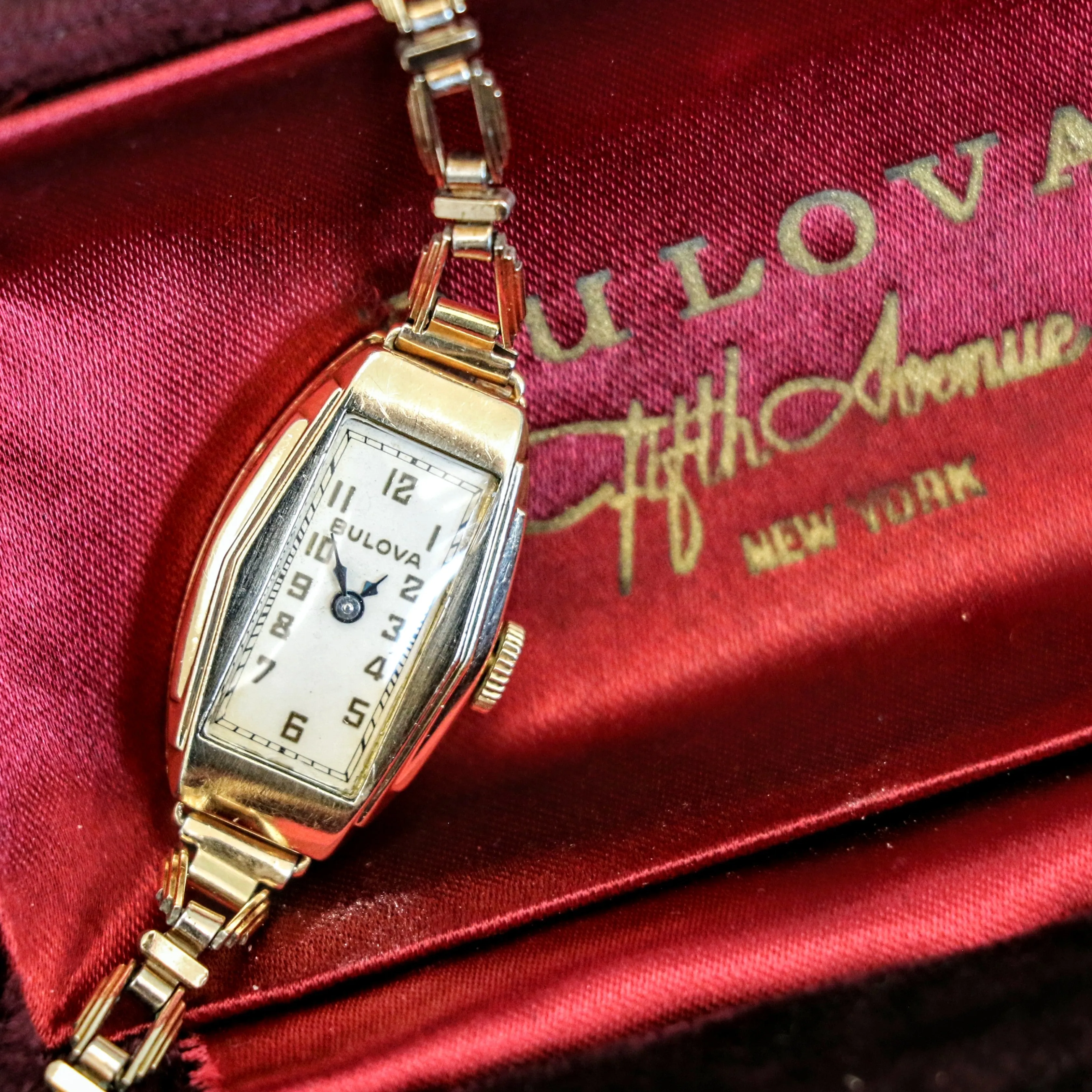 1935 BULOVA Carolyn Art Deco Ladies Watch 10K GF Original Bracelet Vintage Wristwatch