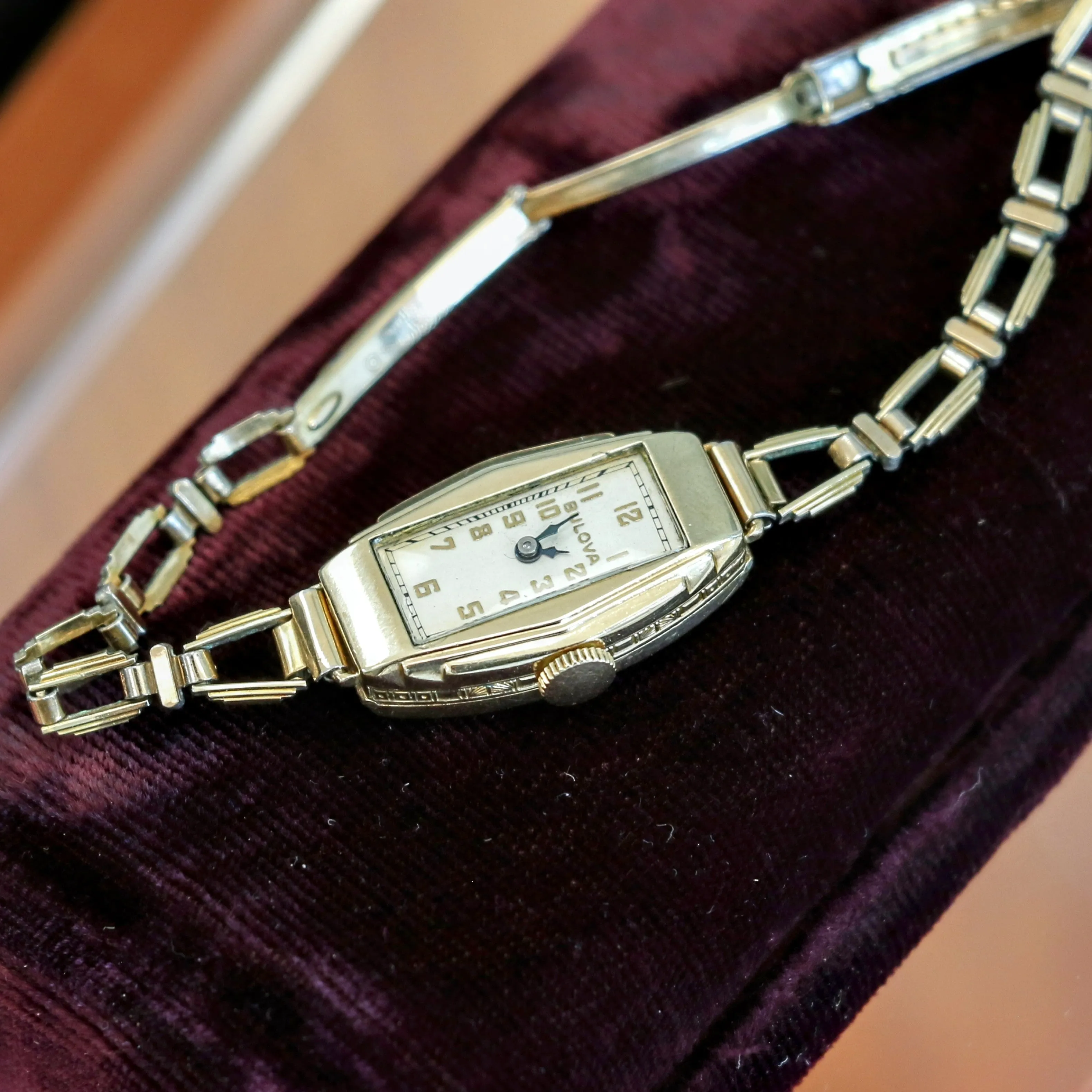 1935 BULOVA Carolyn Art Deco Ladies Watch 10K GF Original Bracelet Vintage Wristwatch
