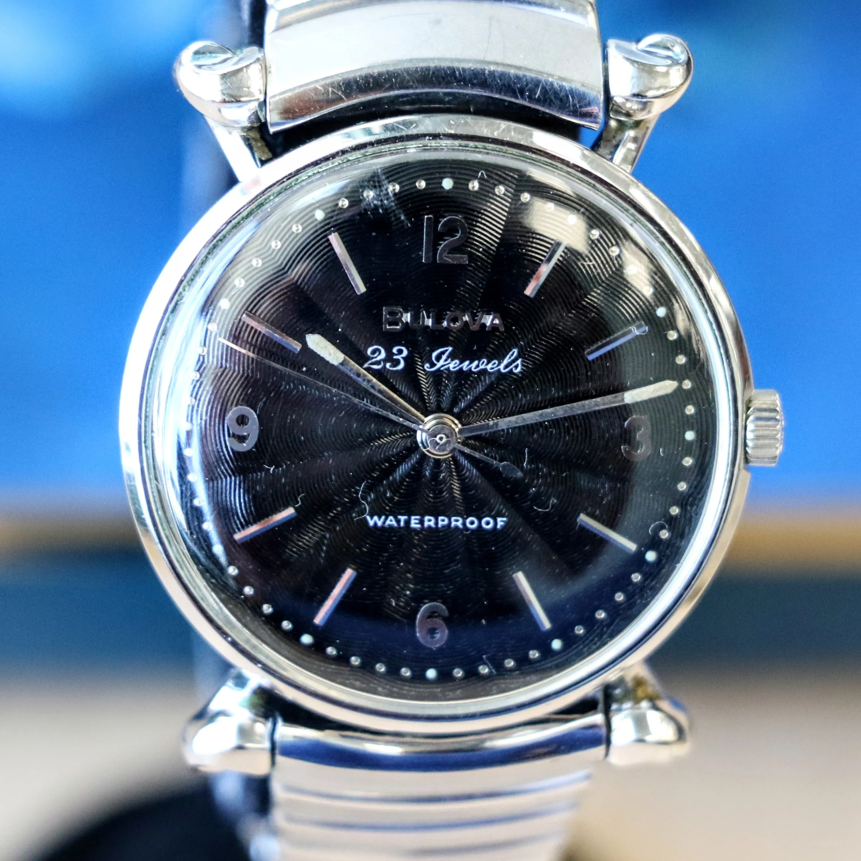 1960 BULOVA President "JW" 23 Jewels Waterproof Black Sunburst Dial - ALL ORIGINAL