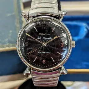 1960 BULOVA President "JW" 23 Jewels Waterproof Black Sunburst Dial - ALL ORIGINAL