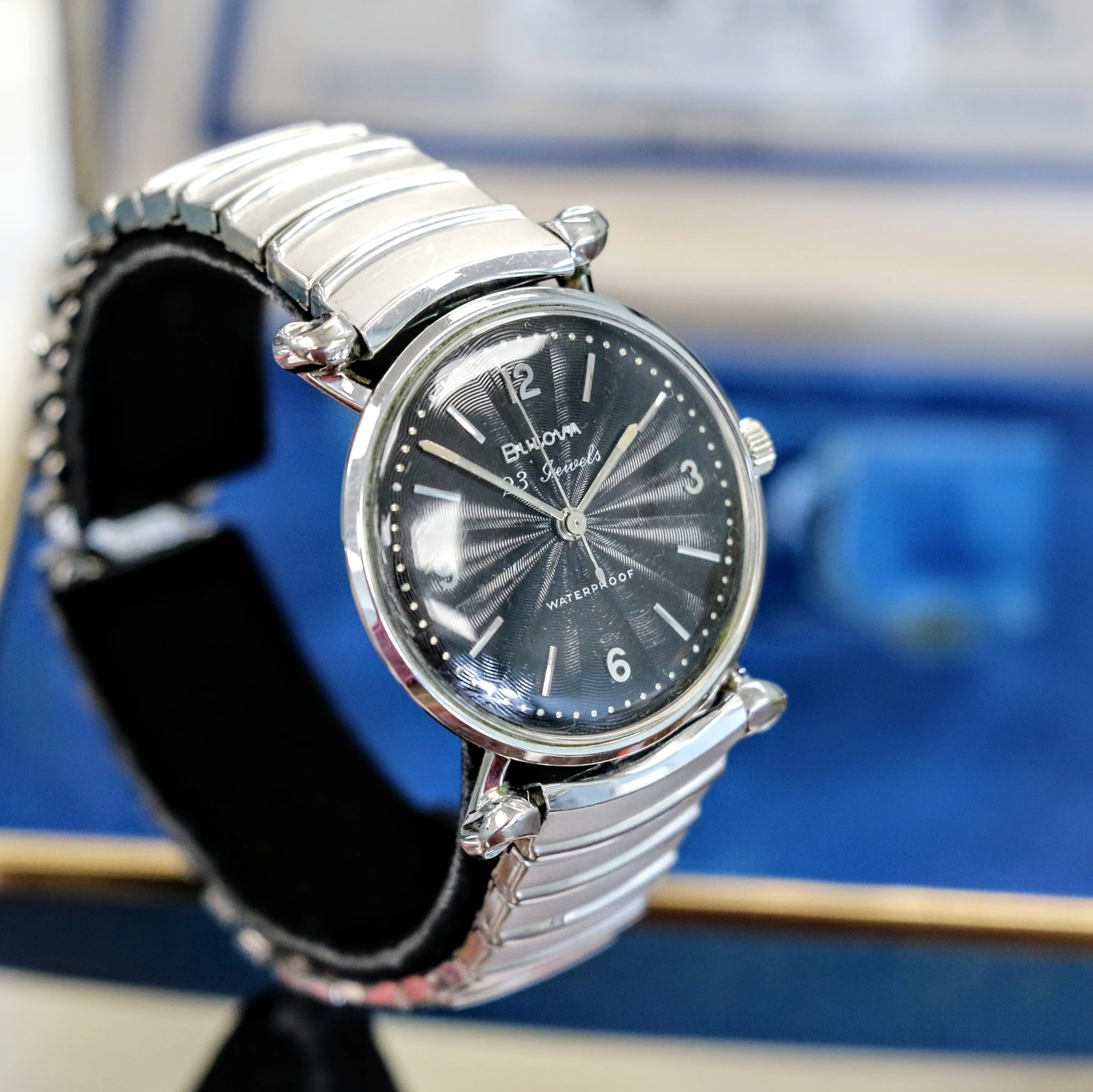 1960 BULOVA President "JW" 23 Jewels Waterproof Black Sunburst Dial - ALL ORIGINAL