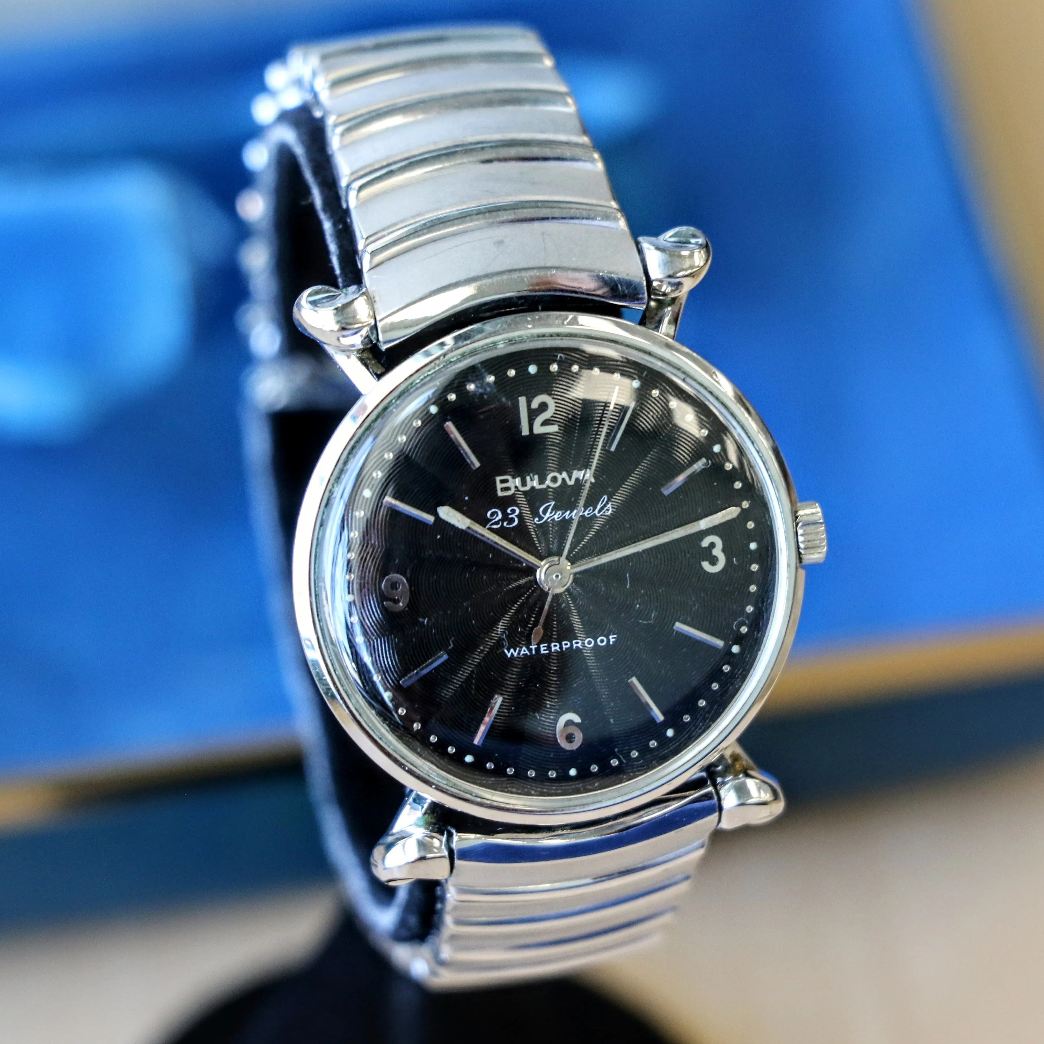 1960 BULOVA President "JW" 23 Jewels Waterproof Black Sunburst Dial - ALL ORIGINAL