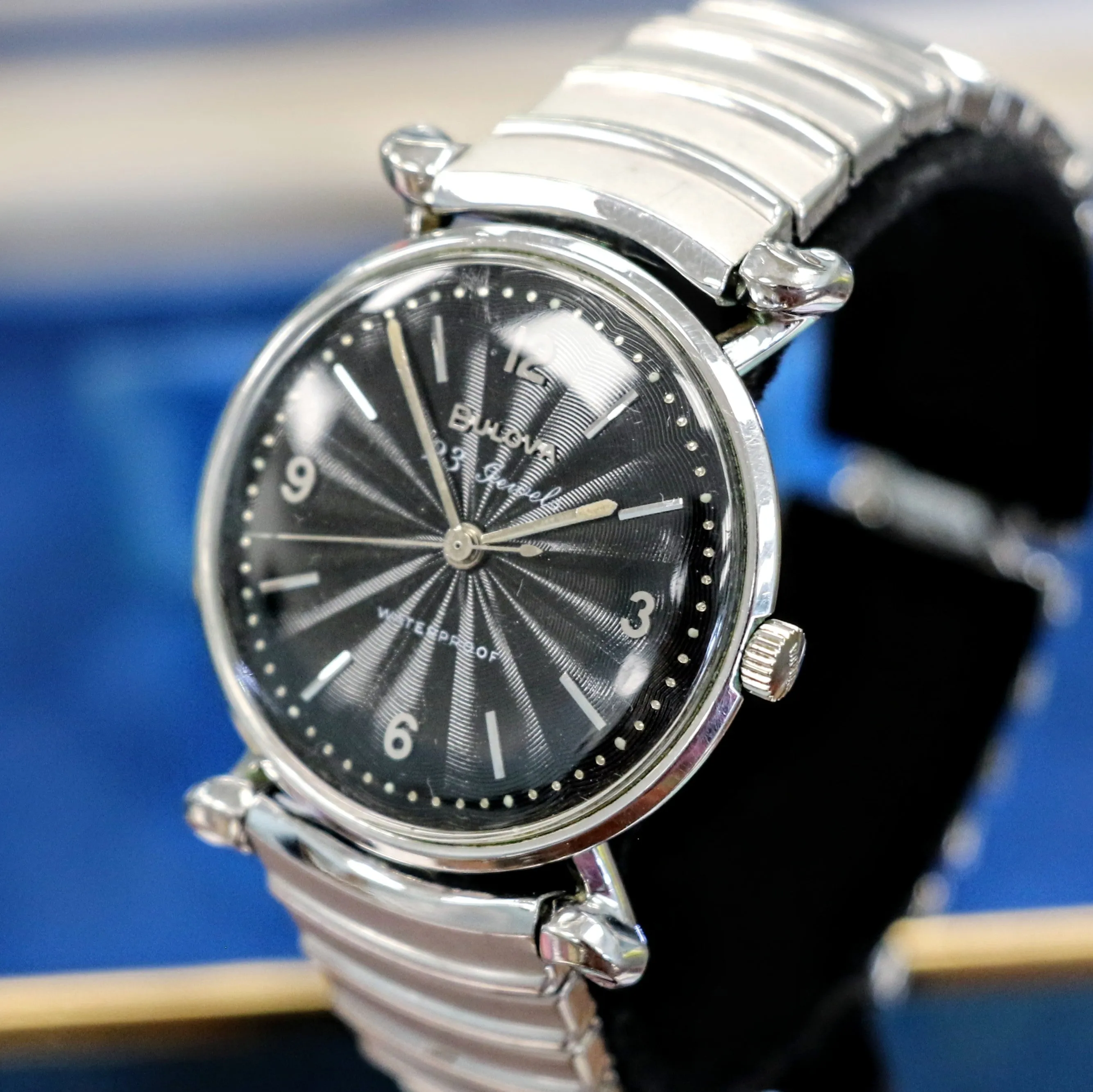1960 BULOVA President "JW" 23 Jewels Waterproof Black Sunburst Dial - ALL ORIGINAL