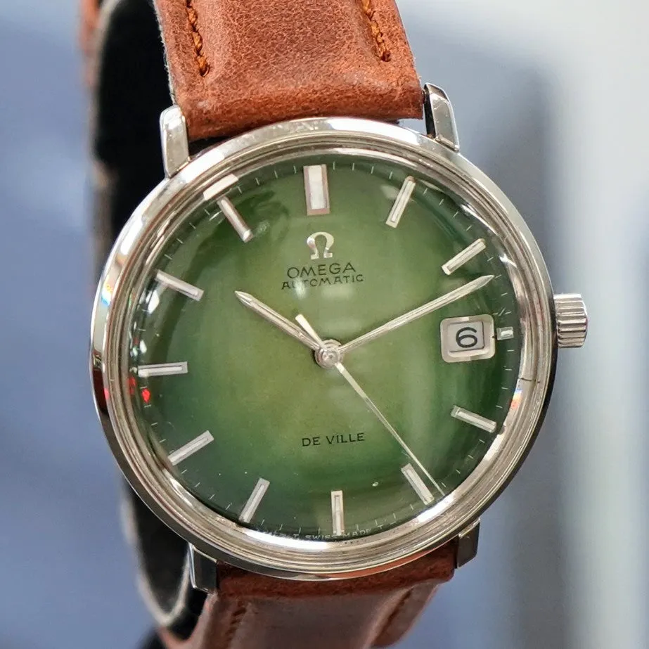1968 OMEGA De Ville Automatic Watch Ref. 166.0033 Cal. 565 Green Dial Wristwatch - In Box!