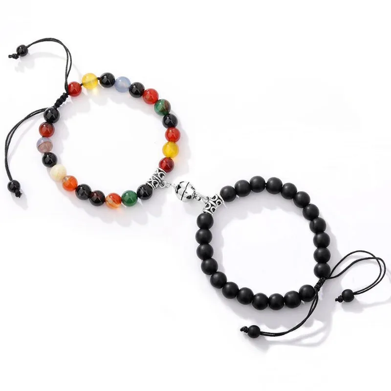 2 Pcs Romantic Heart Shaped Magnet Couple Matching Bracelets