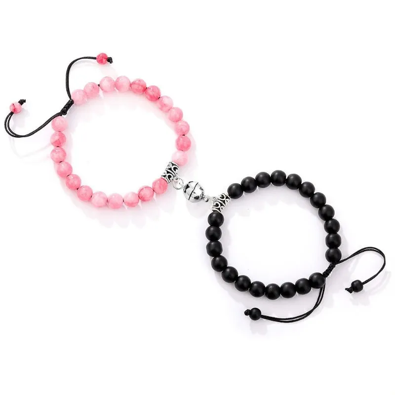 2 Pcs Romantic Heart Shaped Magnet Couple Matching Bracelets