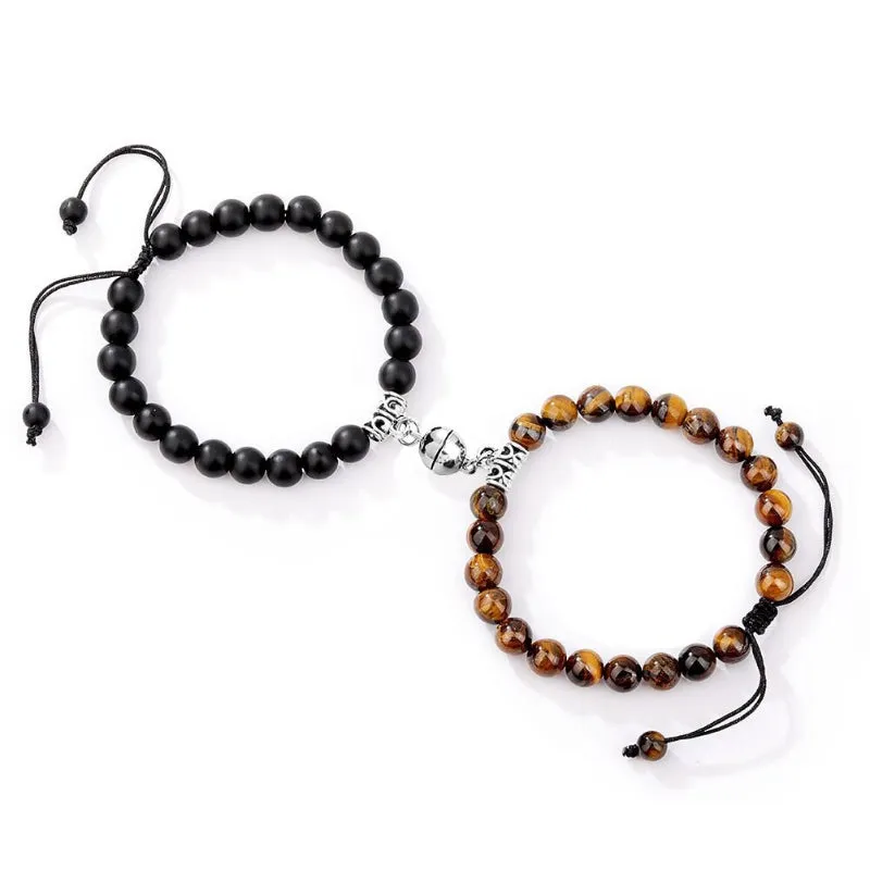 2 Pcs Romantic Heart Shaped Magnet Couple Matching Bracelets