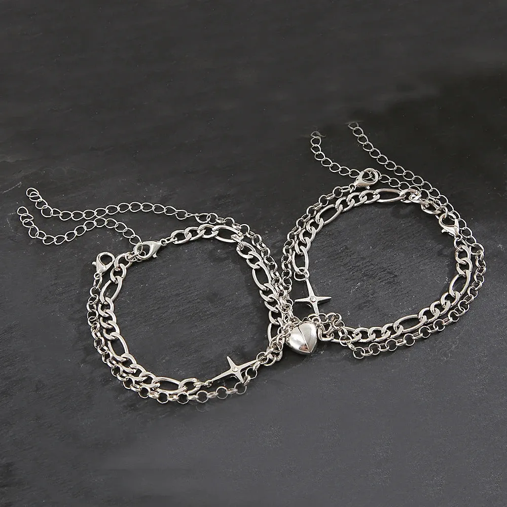 2024 New Love Magnet Man Woman Bracelet Creative Valentine's Day Magnet Love Love Phase Suction Couple Friend Bracelet Gift