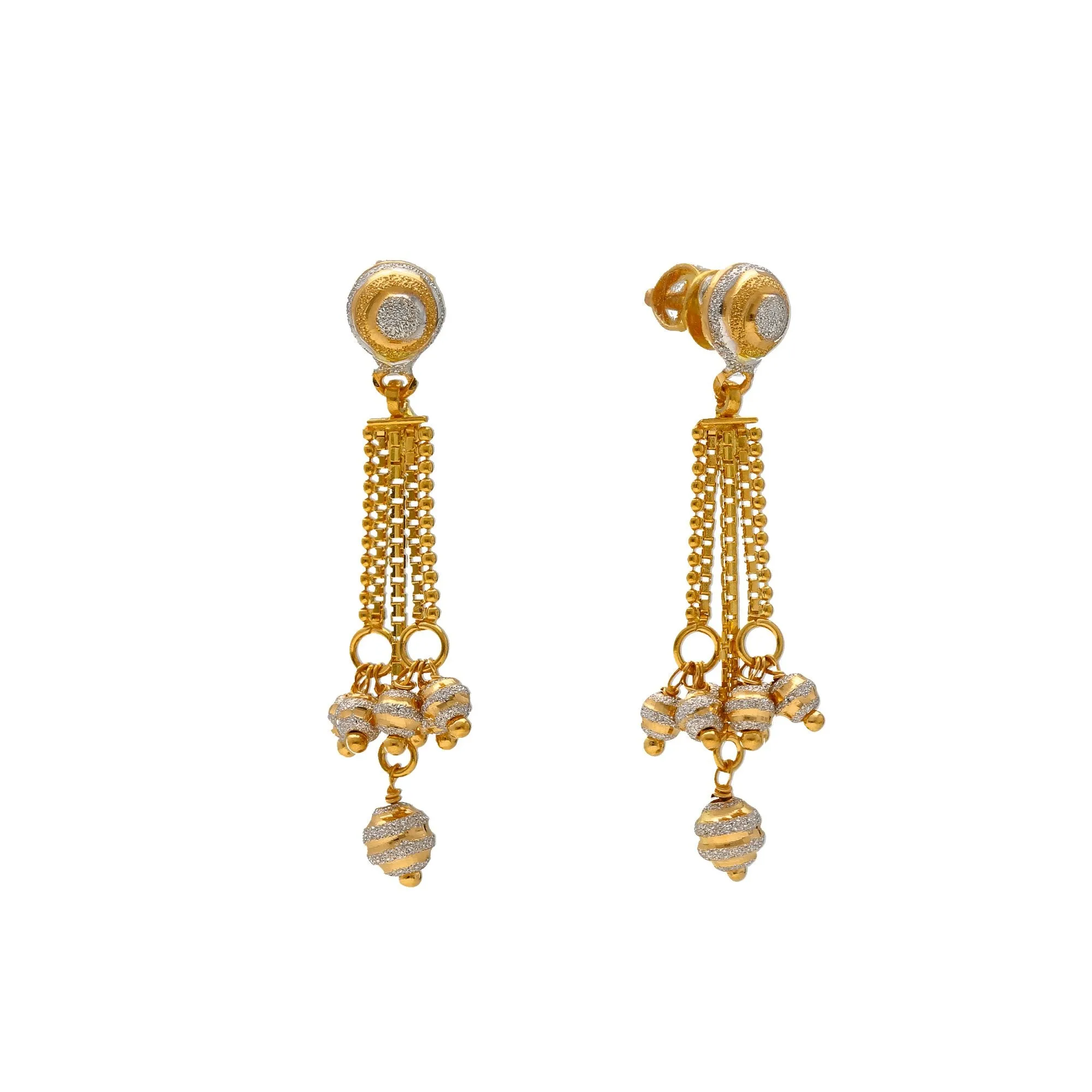 22K Yellow & White Gold Beaded Singapore Set