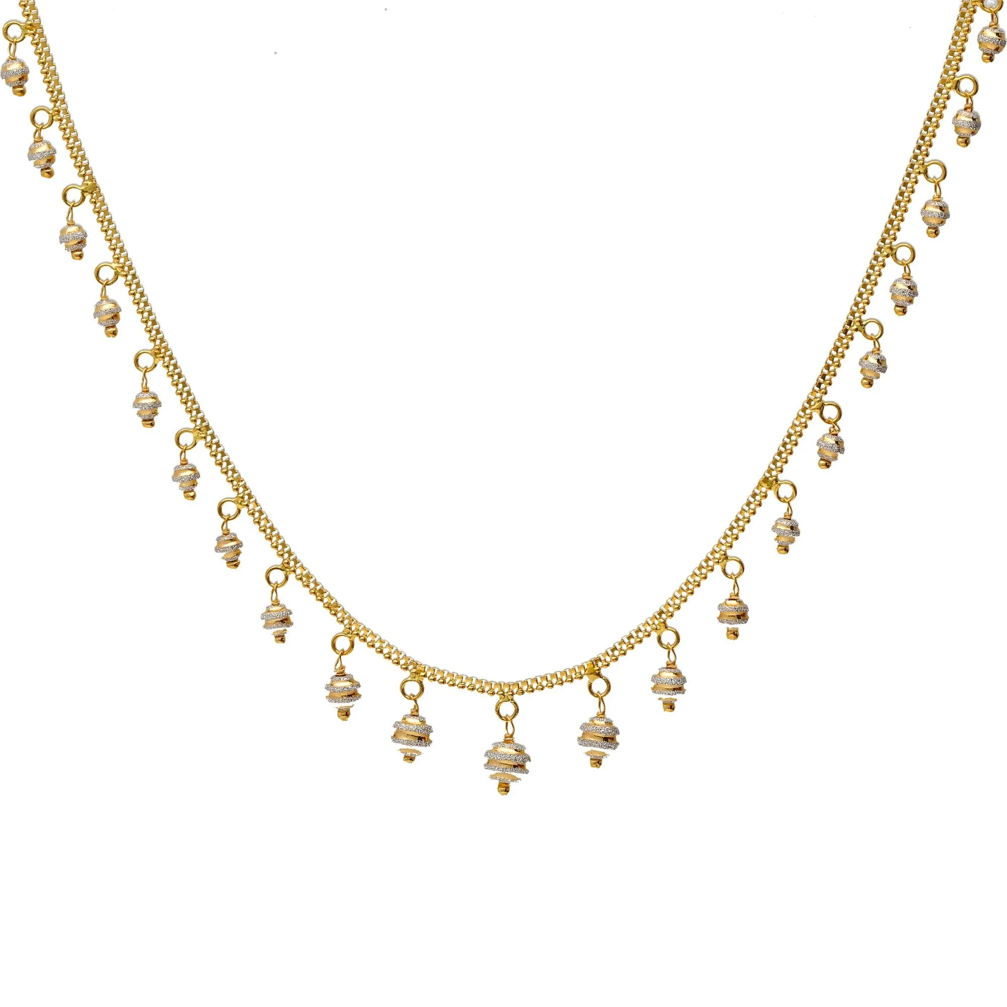 22K Yellow & White Gold Beaded Singapore Set