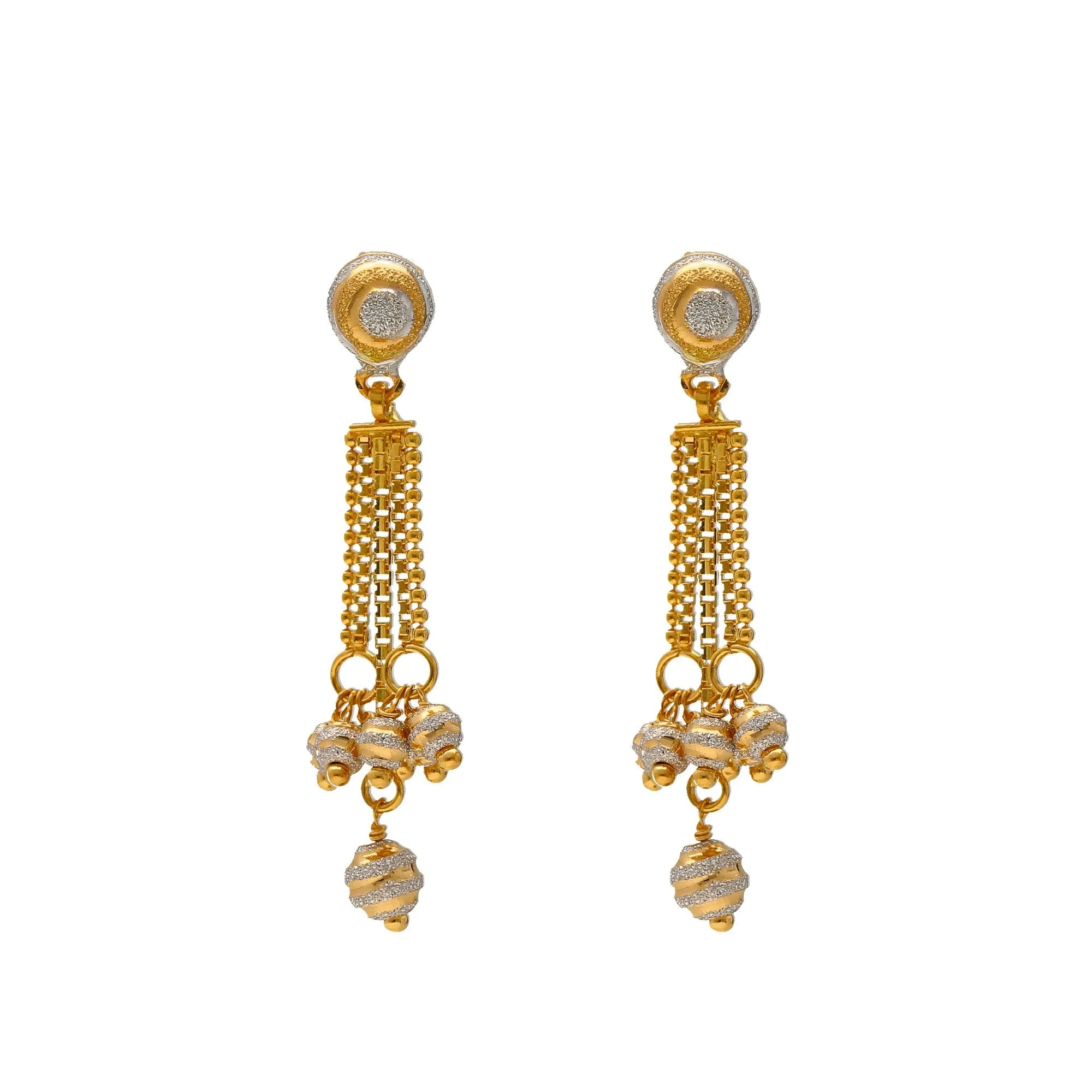 22K Yellow & White Gold Beaded Singapore Set