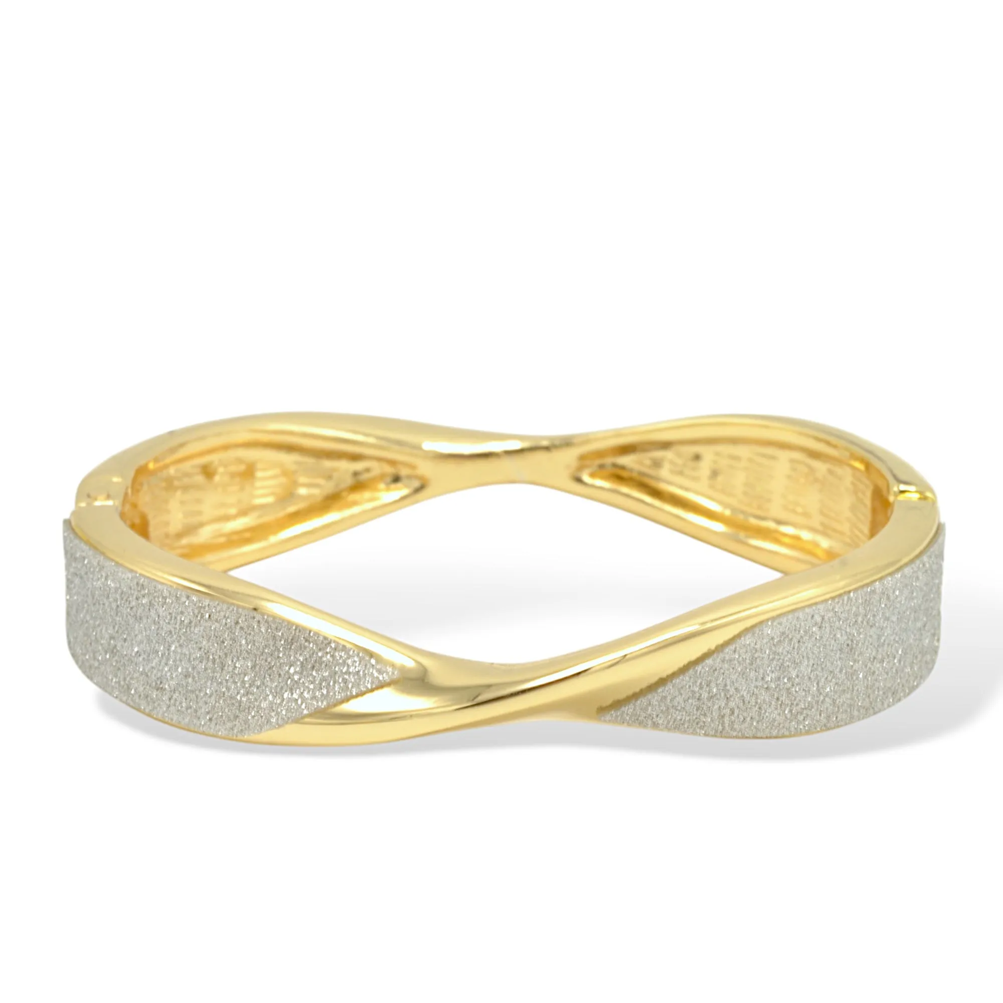 2.5"Gold-Tone Glitter Hinged Bracelet - Sparkling Cuff Bangle - Adjustable Dressy Jewelry for Women #SA-YS104238GS(Q9)
