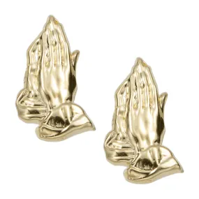 3/4" Polished Praying Hands Stud Earrings 10K Solid Yellow Gold