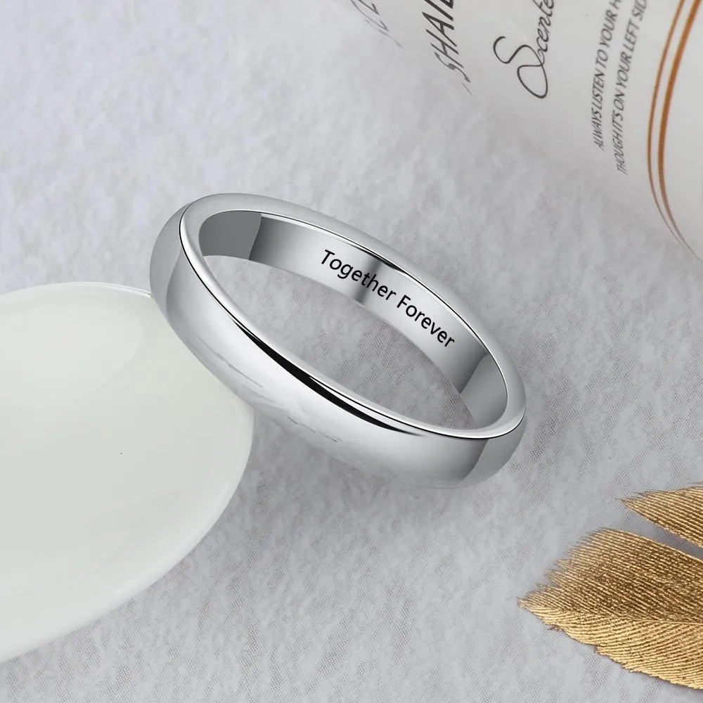 3mm Classic Personalized Silver Womens Ring