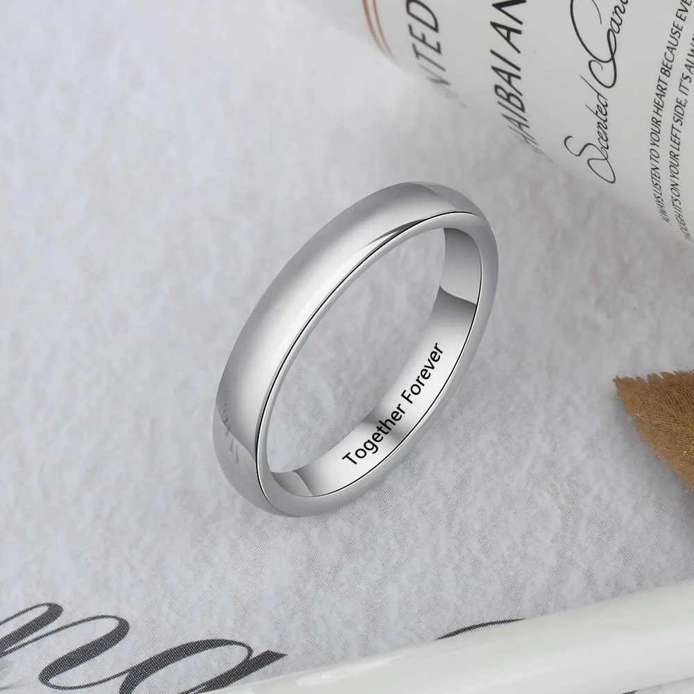 3mm Classic Personalized Silver Womens Ring