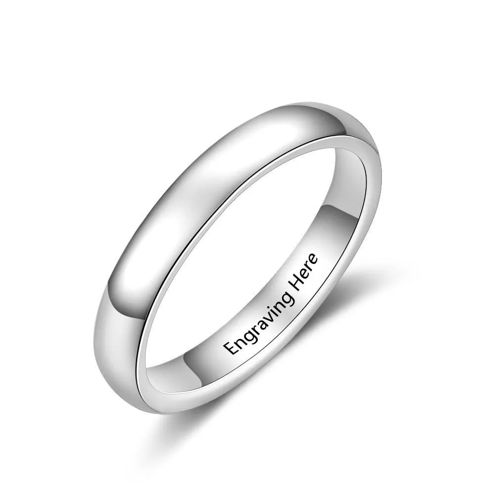 3mm Classic Personalized Silver Womens Ring