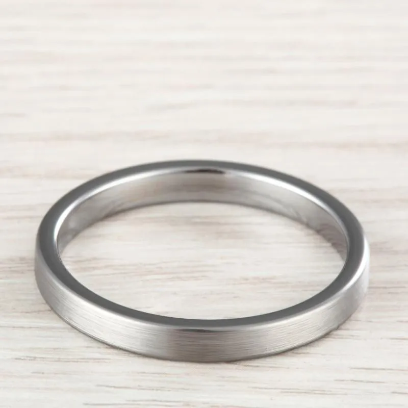 3mm Simple Classic Silver Tungsten Unisex Ring