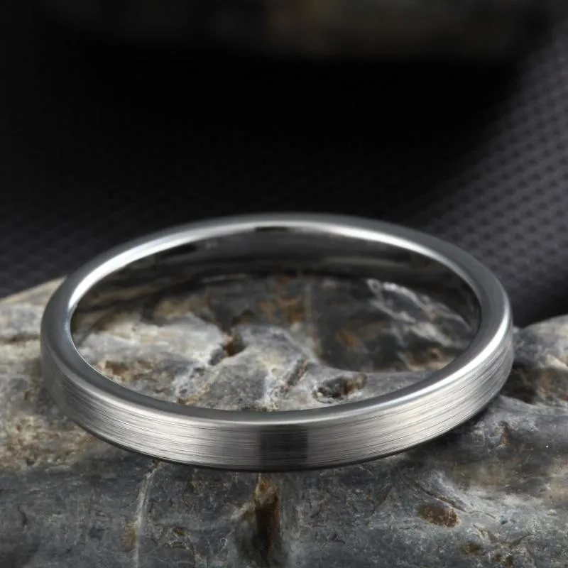 3mm Simple Classic Silver Tungsten Unisex Ring