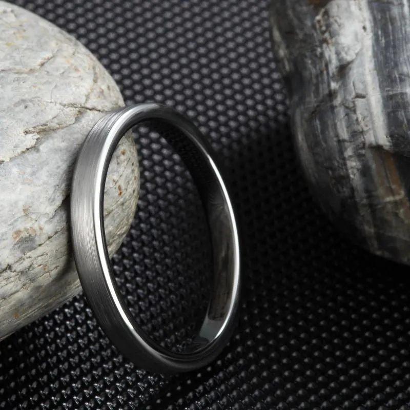 3mm Simple Classic Silver Tungsten Unisex Ring