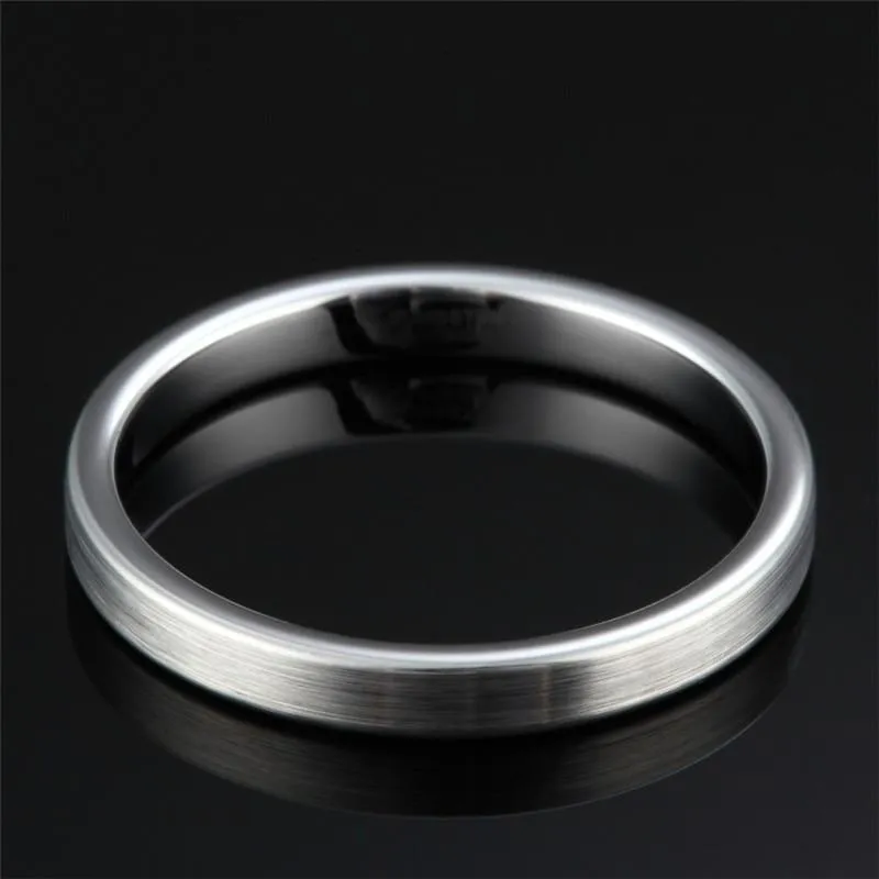 3mm Simple Classic Silver Tungsten Unisex Ring